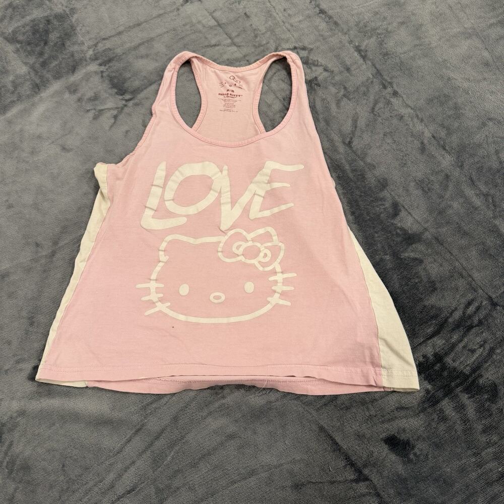 Hello Kitty Sanrio Sleepwear Tank Top Pink Beige LOVE Graphic Y2K Style Sz M